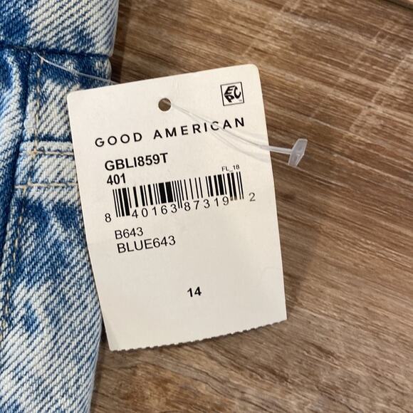 NWT GOOD AMERICAN Good Boy Acid Wash Relaxed Fit Jeans 14/32 - Picture 7 of 11